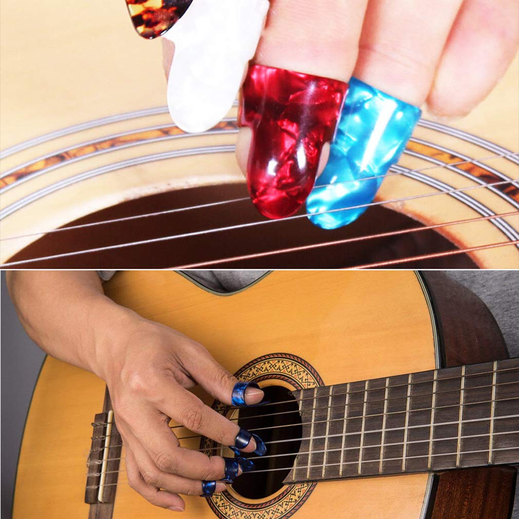 15 Plettri Per Chitarra In Acciaio E Celluloide - Per Pollice E Dita, Multicolore - Foto 13