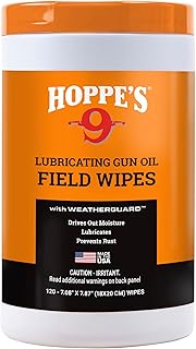Hoppe's No. 9 Large Lubricating Gun Oil Field Wipes, lid color may vary