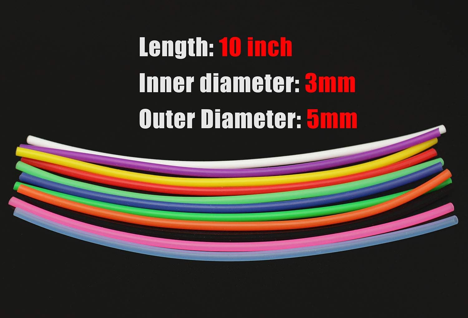 Tigofly 11pcs Silicone Tube 1/8" ID x 3/16" OD Flexible Fly Tying Materials | 11 Colors, 10 inch Length, Soft Hollow Tubing, Fly Tying Tubes, Fly Fishing