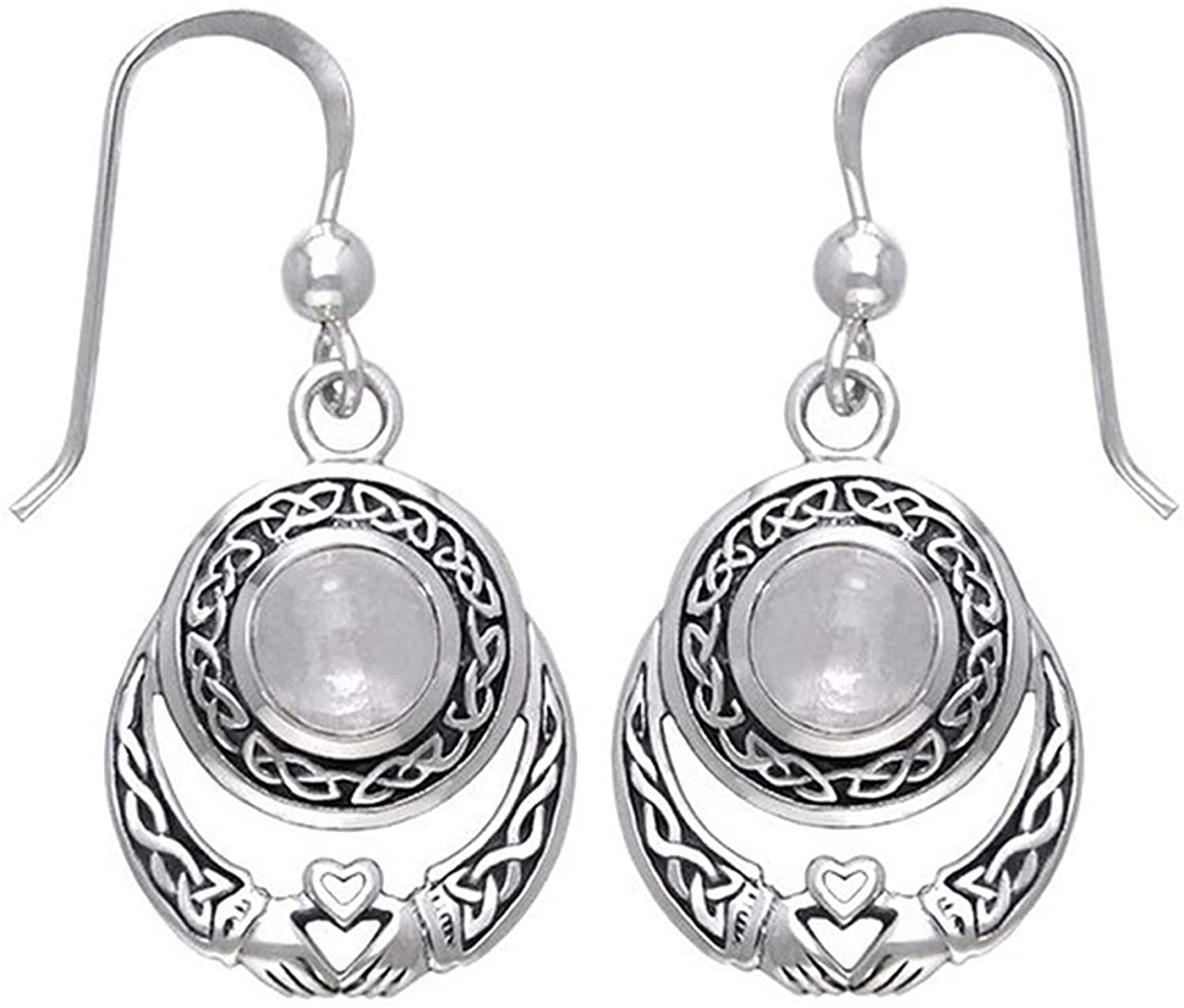 Natural Moonstone Sterling Silver Celtic Knot Dangle Hook Earrings For Women Durability and nice