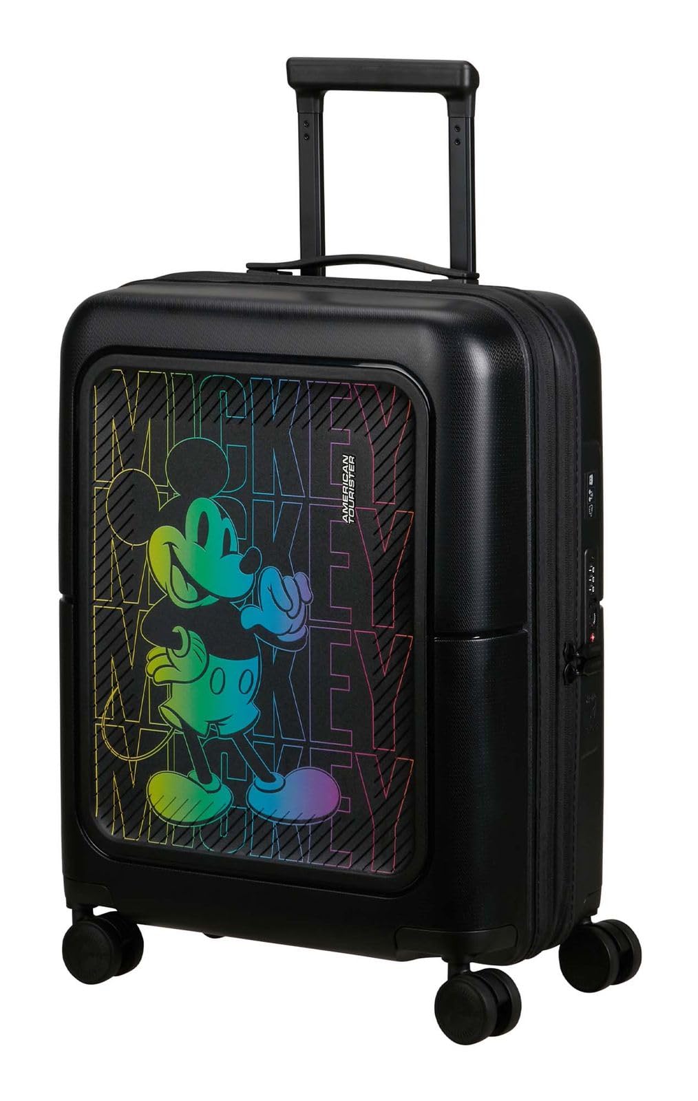 American Tourister Dashpop Disney - Bagaglio a Mano 55x40x20/23 cm, Trolley Cabina Rigido Espandibile per Ryanair & la Maggior Parte delle Compagnie, 41/47L, Mickey Neon Gradient