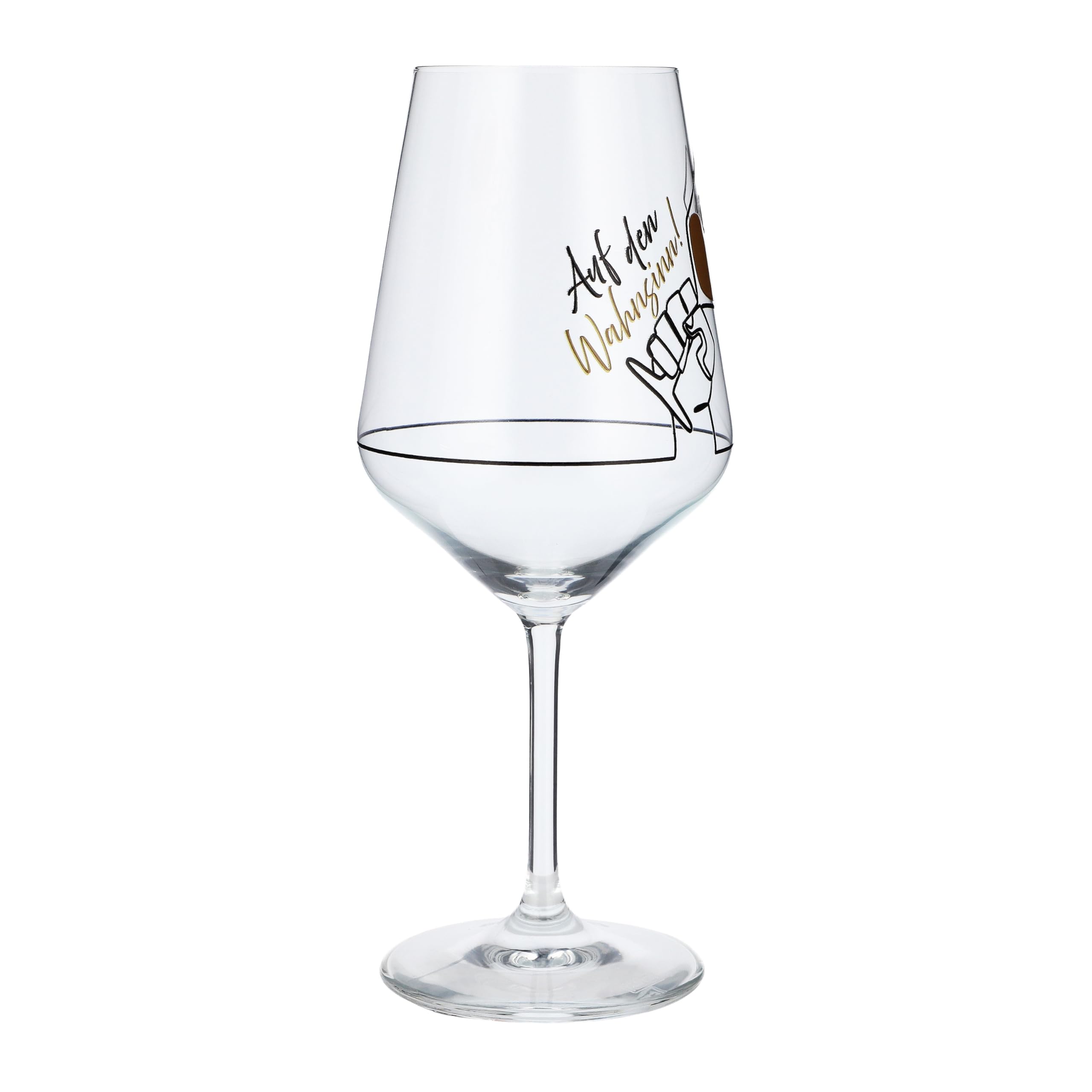 Weinglas mit Spruch Auf den Wahnsinn! 0,5l Glas lustig für Spritz Getränke Cocktails Sekt Schorle Bowle oder Saft