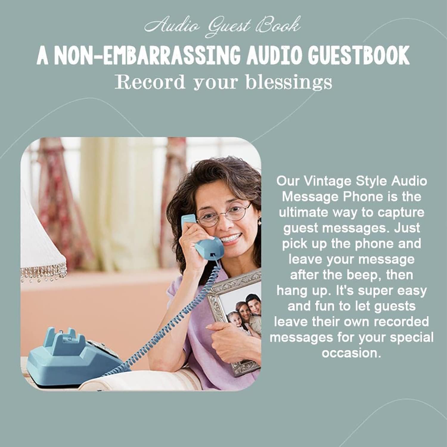 Libro degli ospiti audio per matrimonio, stile retrò, audio/libro degli ospiti, per matrimoni, eventi, feste di compleanno, messaggi vocali (colore: blu