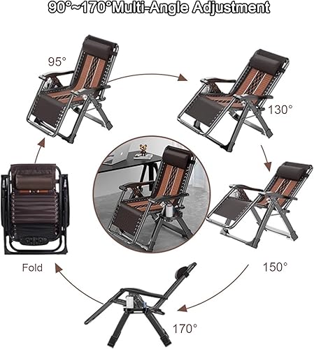 Miniatura 5 de Sillón reclinable plegable, silla reclinable de gran tamaño para patio, sillas de camping plegables con soporte para tazas, reclinable plegable para