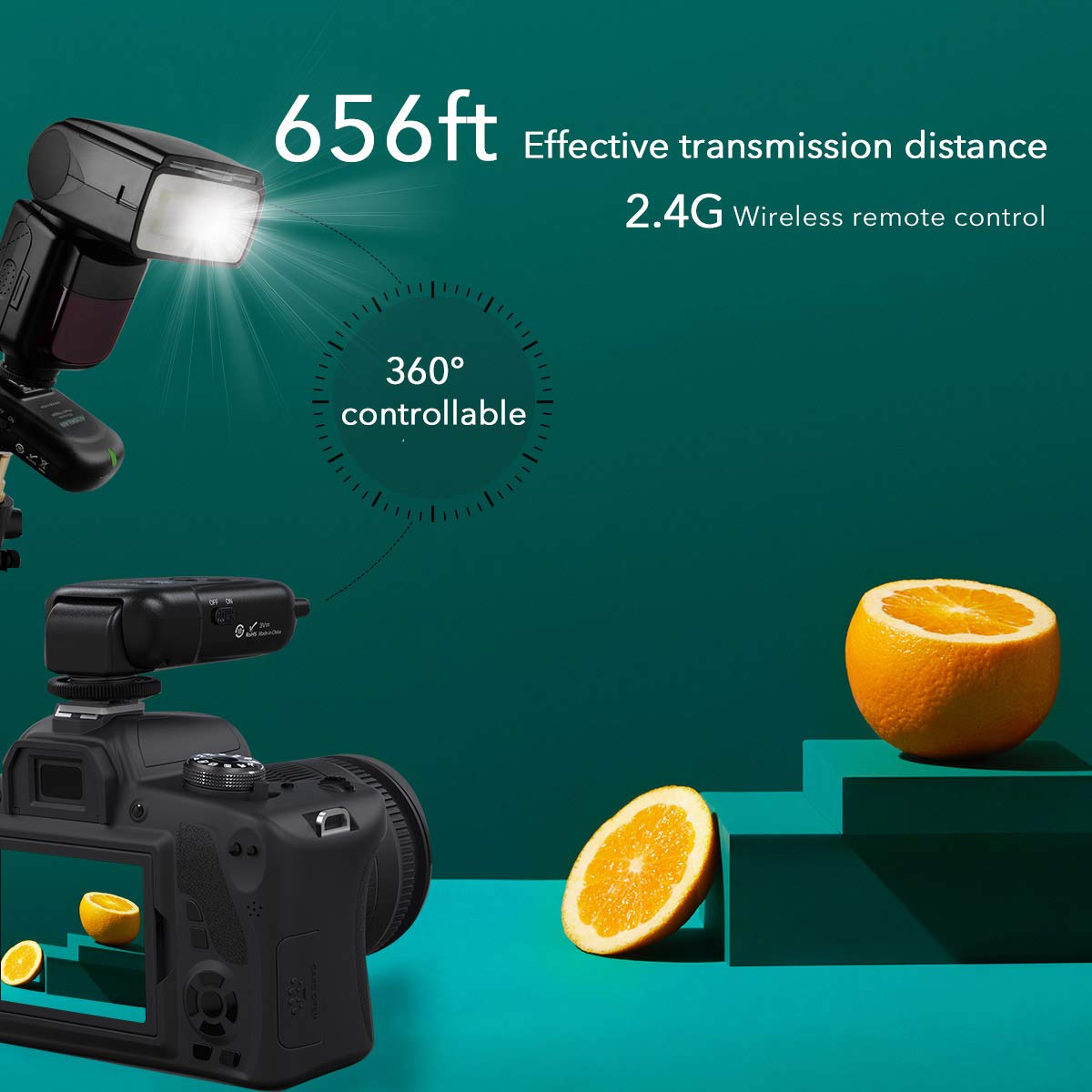 AODELAN Ensemble émetteur et récepteur de déclencheur de Flash sans Fil Speedlite avec récepteur PC de 3,5 mm pour Flash avec Griffe Universelle pour Canon, Nikon, Fuji,Sony