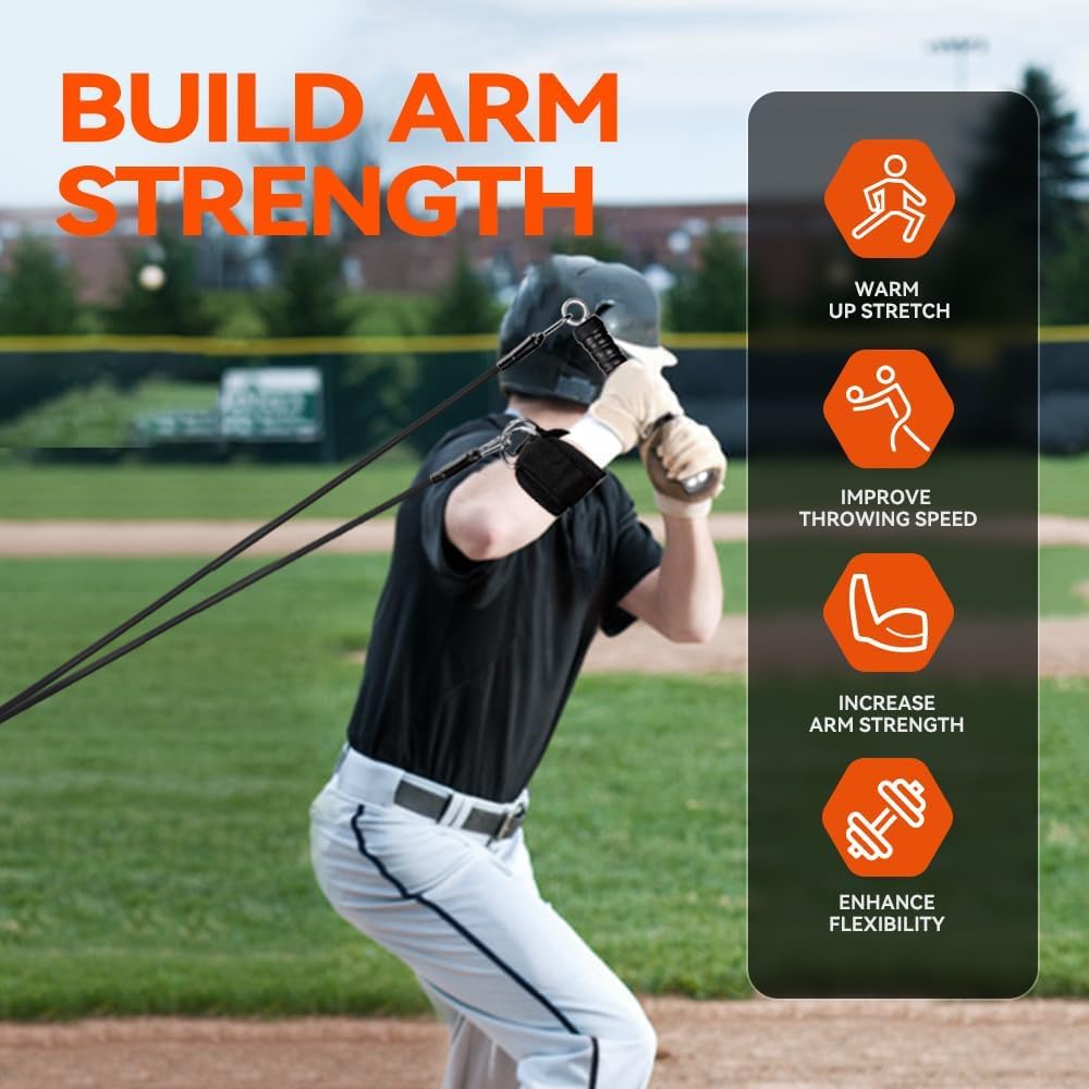 BOOSTEADY Bande di Resistenza per Baseball, Kit Allenamento con Maniglie Intercambiabili per Potenziare Braccia e Lancio, Attrezzatura per Allenamento Baseball per Giocatori e Lanciatori