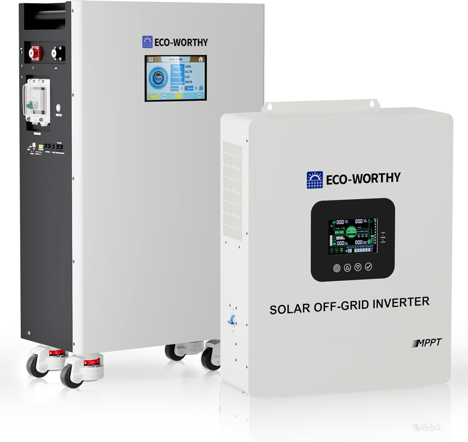 ECO-WORTHY Vitality Storage System, Powermega 48V 314Ah(V2) LiFePO4 Battery with 5kW Inverter, Energetic Balancing BMS, Constructed-in Bluetooth and WiFi, Communication-Prepared for Residence Backup, Emergency Use