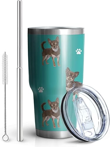 Miniatura 10 de Vaso de café de viaje aislado de acero inoxidable con tapa y pajilla, regalo ideal para papá y mamá