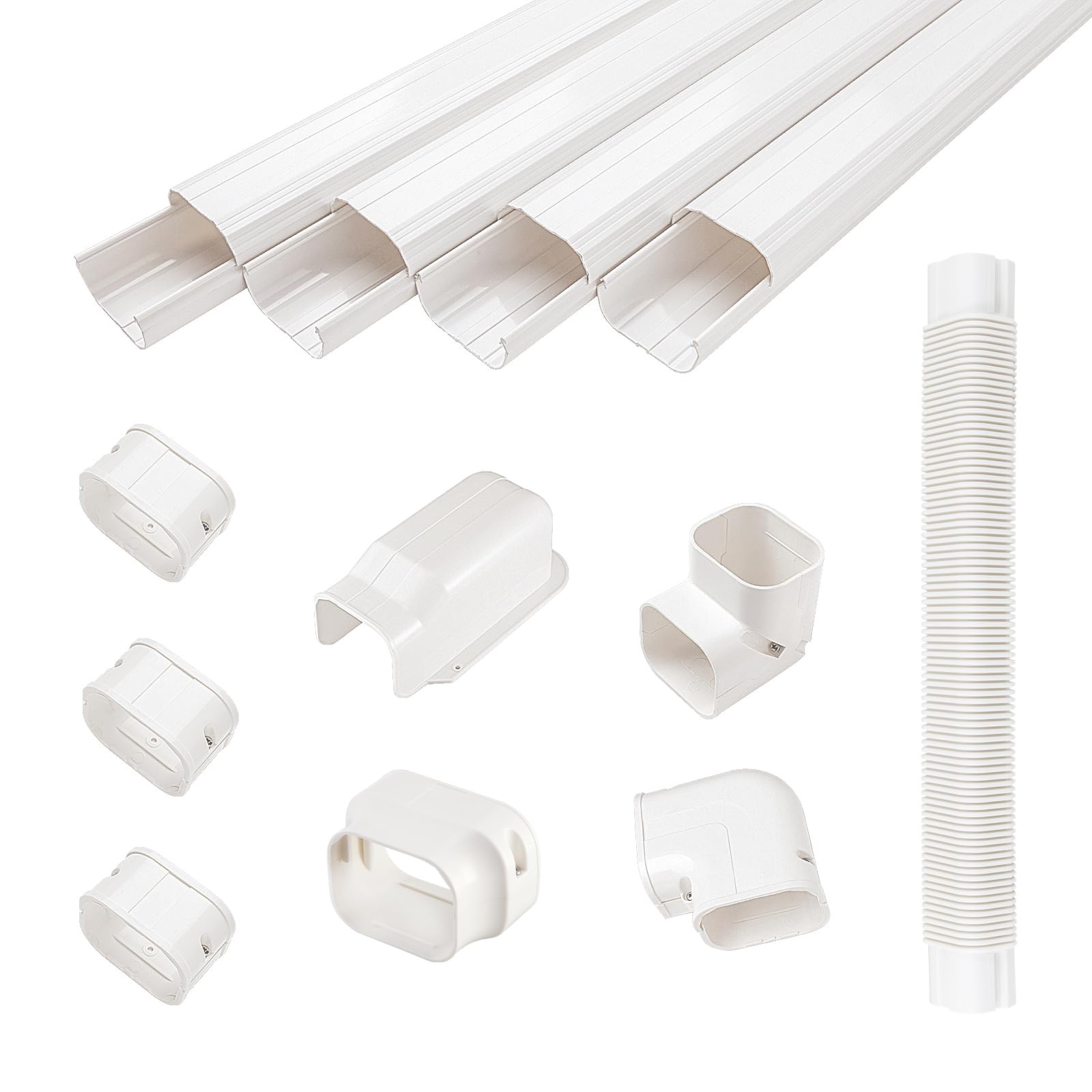 Nouscan Mini-Split Linien-Set Abdeckung – Lackierbare Rohrabdeckung Für Klimaanlagen & Wärmepumpen, 10,2 Cm, Weiß