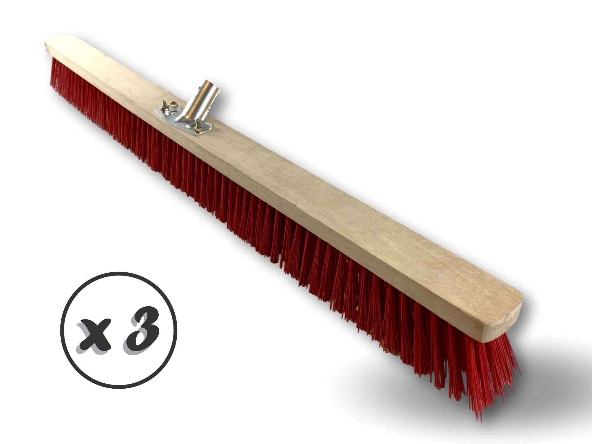 Szczotka warsztatowa typ kantonierski | Zestaw 3 | Track Outdoor | Długość 100 cm | Wypełnienie szczotką PVC czerwoną | Drewniana podeszwa | Metalowe tulejki Ø 28 mm | Bez uchwytu | Kibros 2390Bx3