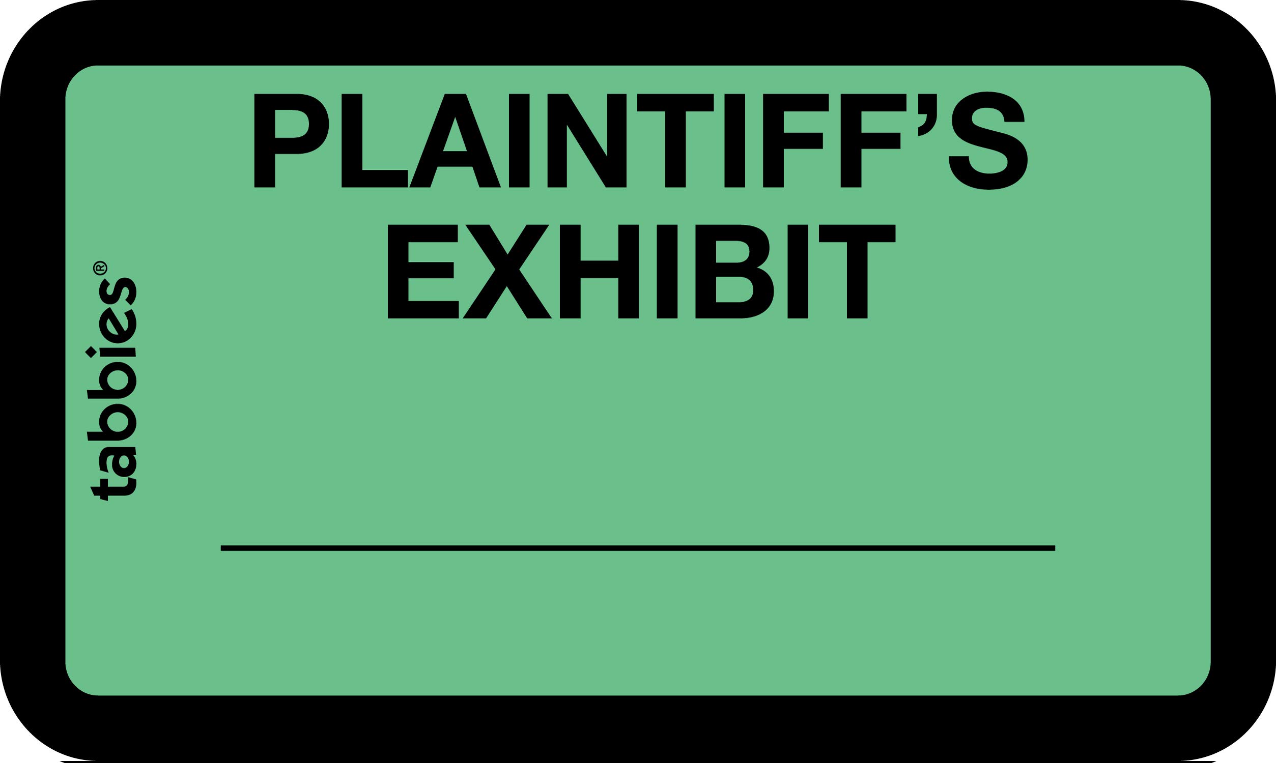 Tabbies Etichette per esposizione legale, etichetta: 3,5 cm di larghezza x 2,5 cm di altezza, foglio: 14 cm di larghezza x 8 cm di altezza, verde, "PLAINTIFF'S Exhibit", 252 etichette/confezione