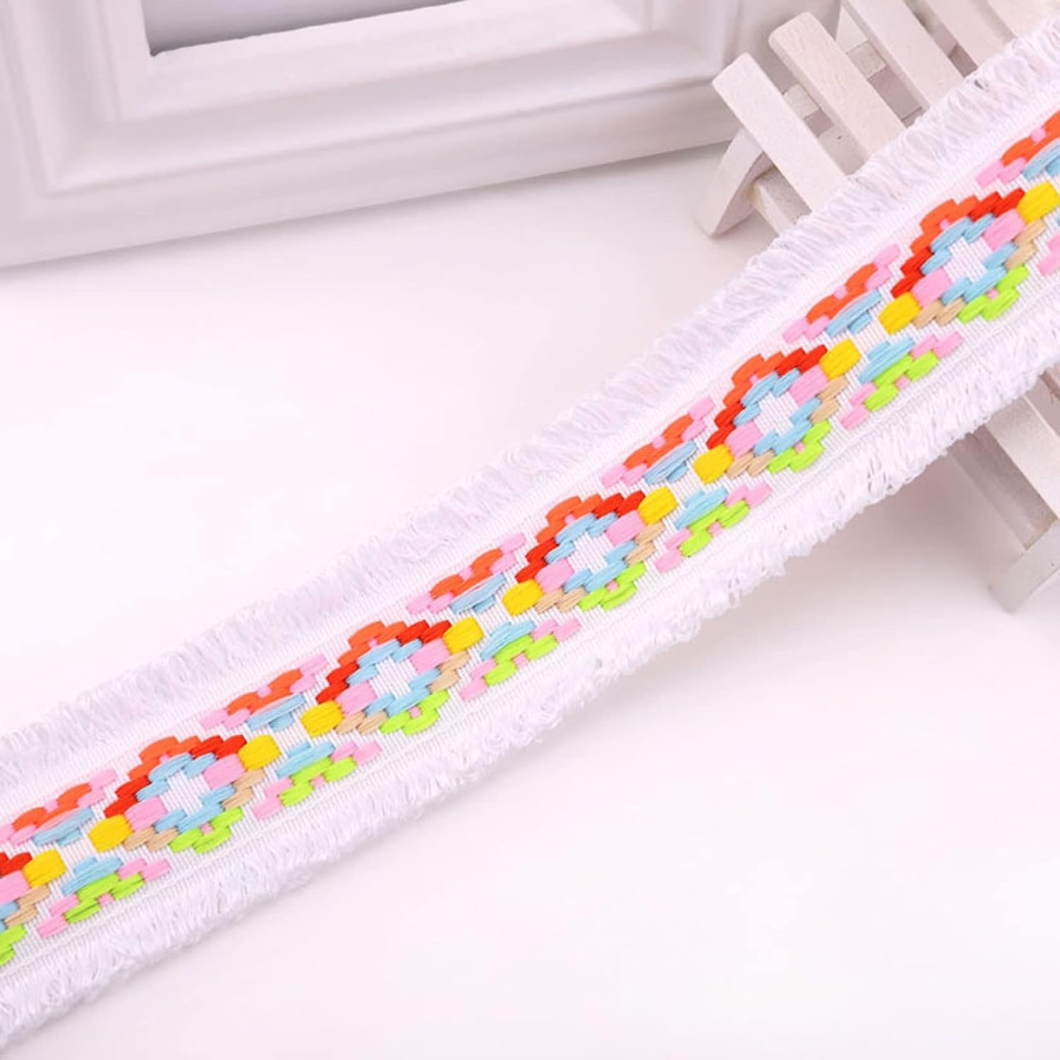Curtain Tassels，Tassels for Sewing， Wide 4.5CM Cotton Tassel FringesTrim Lace Fabric Tassels Trim Curtain Tassel Fringes Ribbon Sewing Lace for DIY(White)
