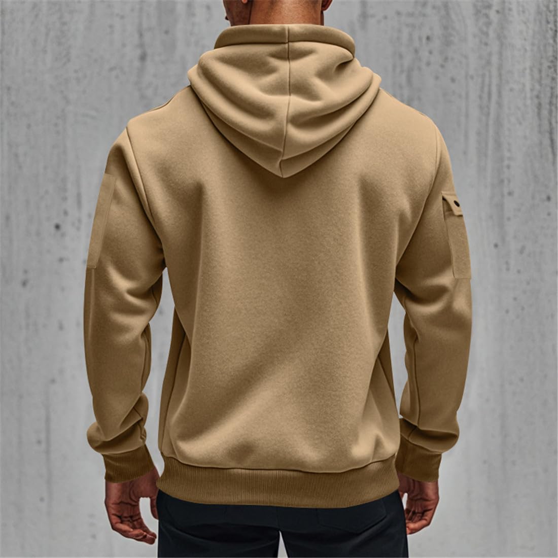 Sweat à Capuche Homme Pull Homme Zippé Manches Longues Couleur Unie Sweatshirt épais Poche Kangourou Sweat pour Hiver et Automne