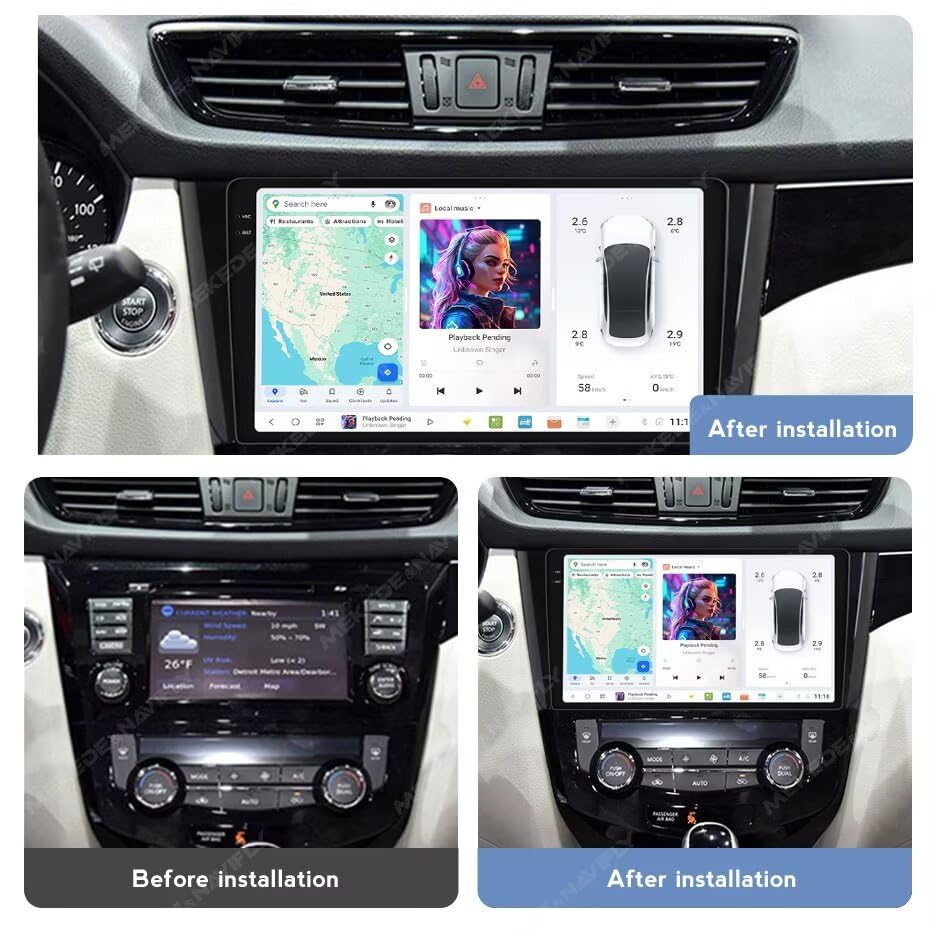 MekedeTech DUDUAUTO DUDU6 Android Screen for Nissan X-Trail 2013-2017 Car Radio 10.36 inch Head Unit,8G RAM 128GROM