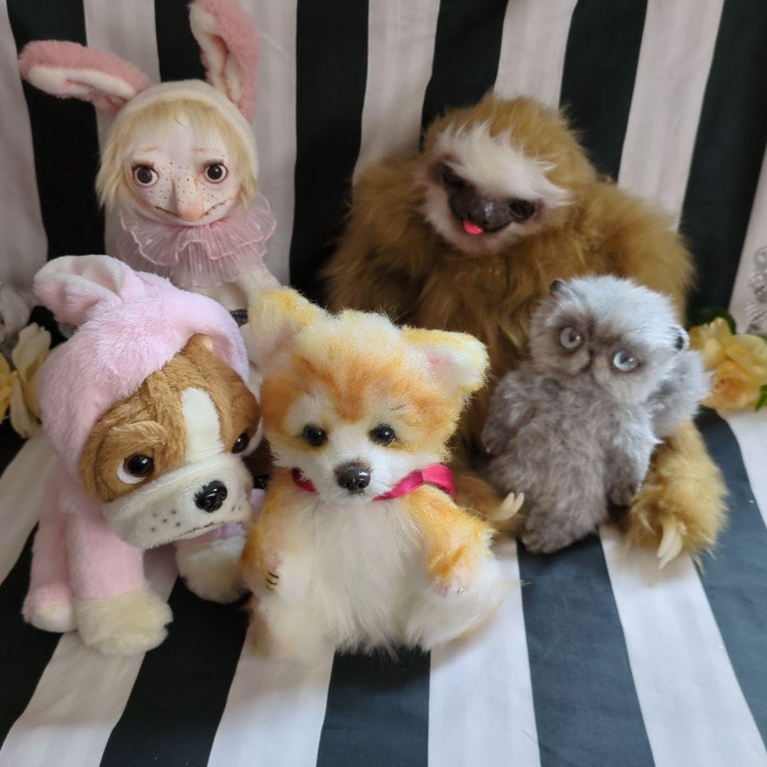 アートドール 作家 ハンドメイド ナマケモノ 猫 樹脂粘土 作 手作り