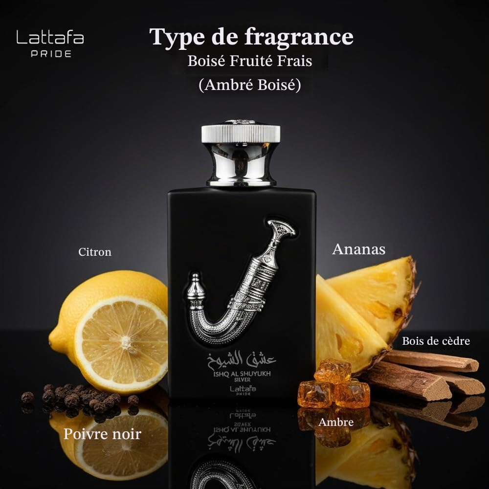 Pride Ishq Al Shuyukh Silver by Lattafa for Unisex - 3.4 oz EDP Spray