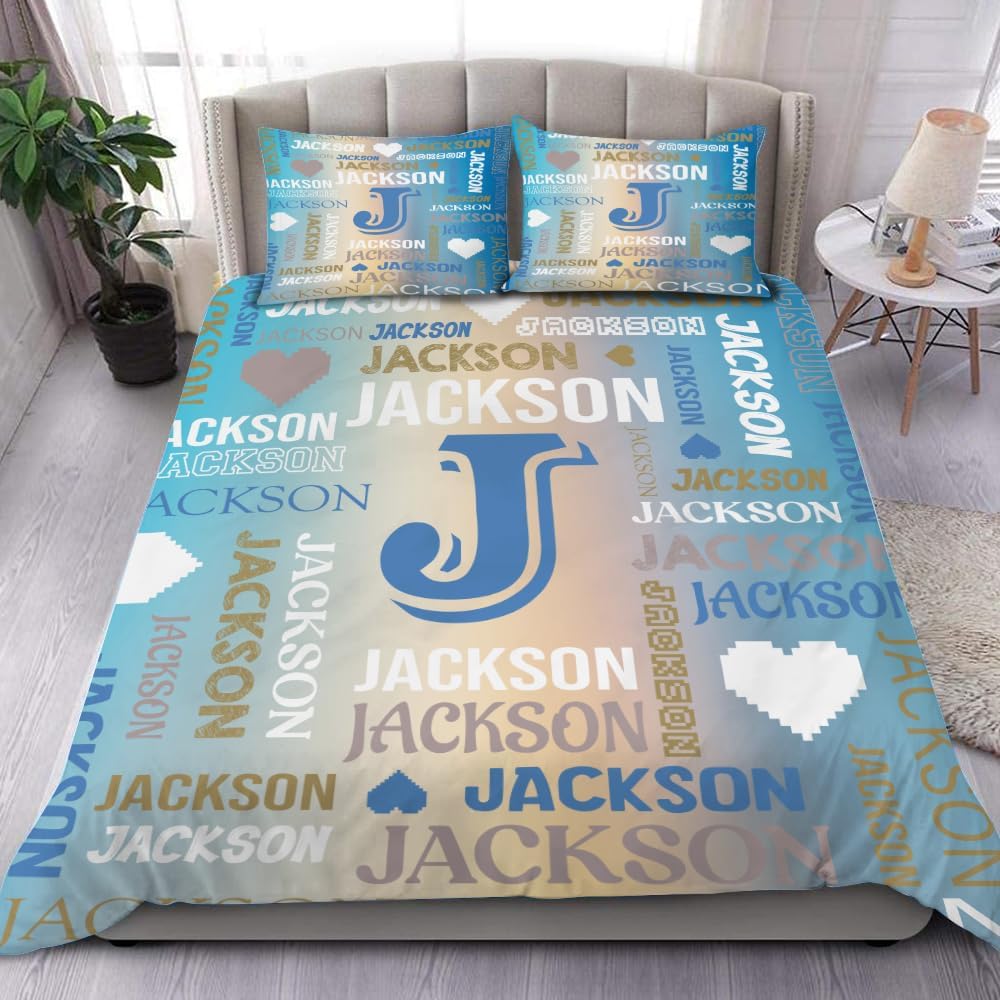Customized Your Name Bedding Set, Custom Name Quilt Twin Full Queen King, Blankets Personalized Name Custom Duvet, Blanket With Name Bedroom Decor Soft Lightweight, Gifts for Kids Baby Adults