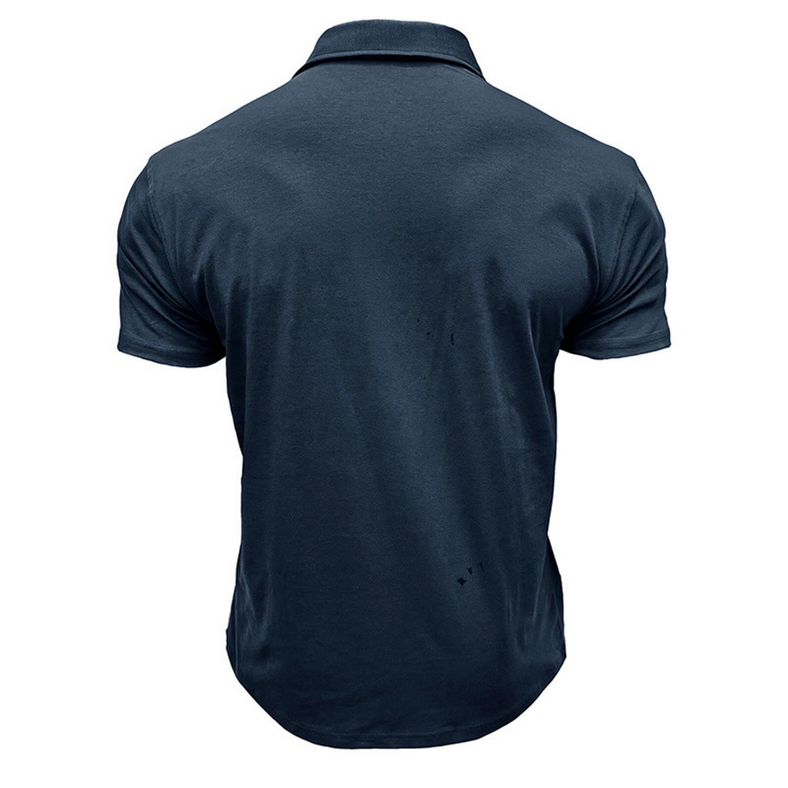 Męskie T-shirty Męskie Koszule Stretch Casual Sport Shirt Krótki Rękaw Z Klapką Przycisk Podwójna Plisa Piersi Kieszonka-Szary-L