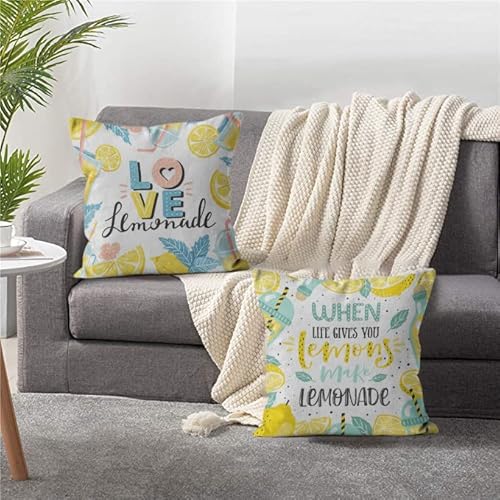 Bbkd Summer Lemon Pillow Covers 20X20 Set Of 4 Spring Summer Lemon Decorative Throw Pillow Covers Cushion Covers For Home Sofa Couch Spring Decor #TOP2