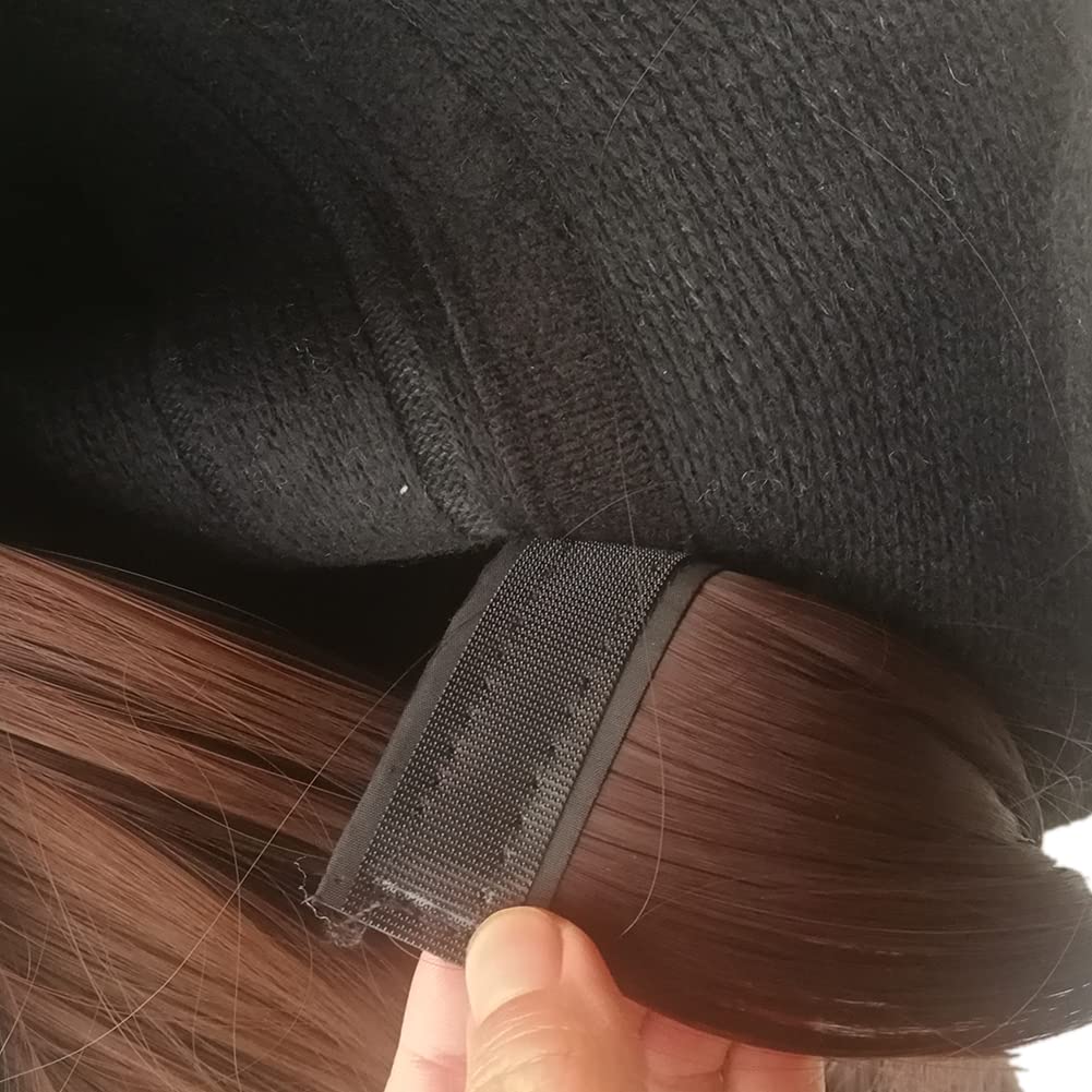 Fisherman Hat with Hair Curly Wavy Hairpiece Wave Wig Hat for Women Cap with Bow