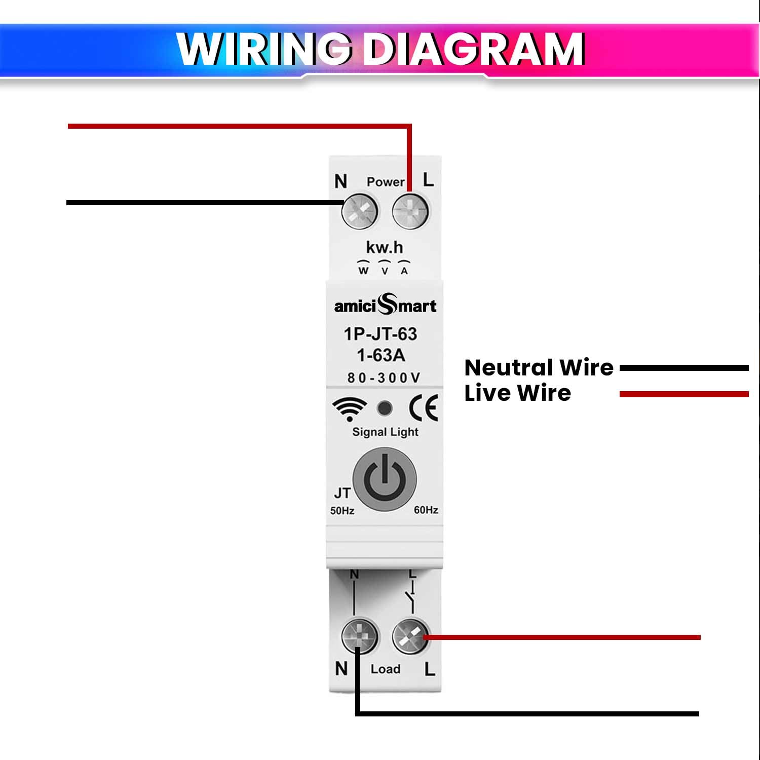 amiciSmart WiFi Energy Meter with Timer Switch | Over/Under Voltage and Over Current Protection Device with Over Temperature Protection, Single Phase, 220VAC - Image 8 thumbnail