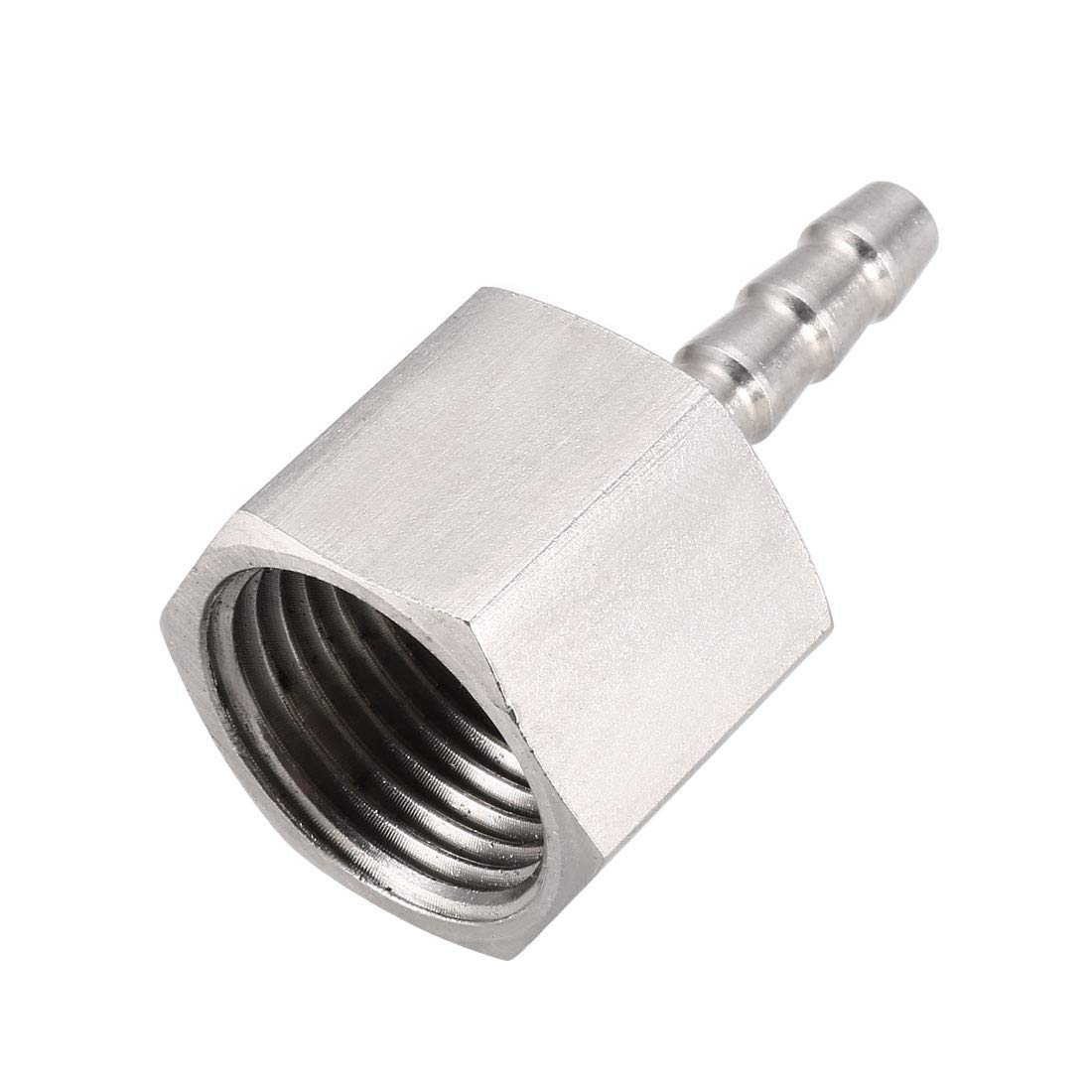 sourcing map Inox Acier Barbillon Tuyau Raccord Connecteur Adaptateur 6mm Barbelé x G1/2 Femelle Tube 1Pcs