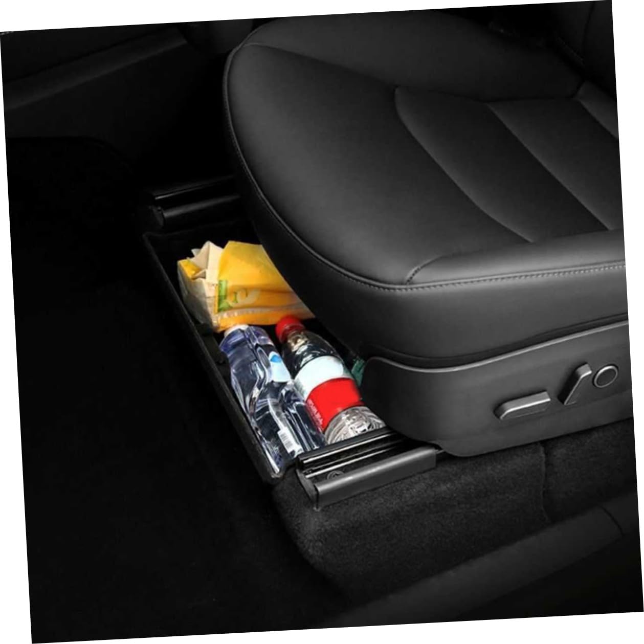 Boîte de Rangement pour Véhicule Noire en Abs Doublure en Flocage, Organisateur Automatique sous Siège pour Voiture, Empêche les Objets de Glisser Style Aléatoire