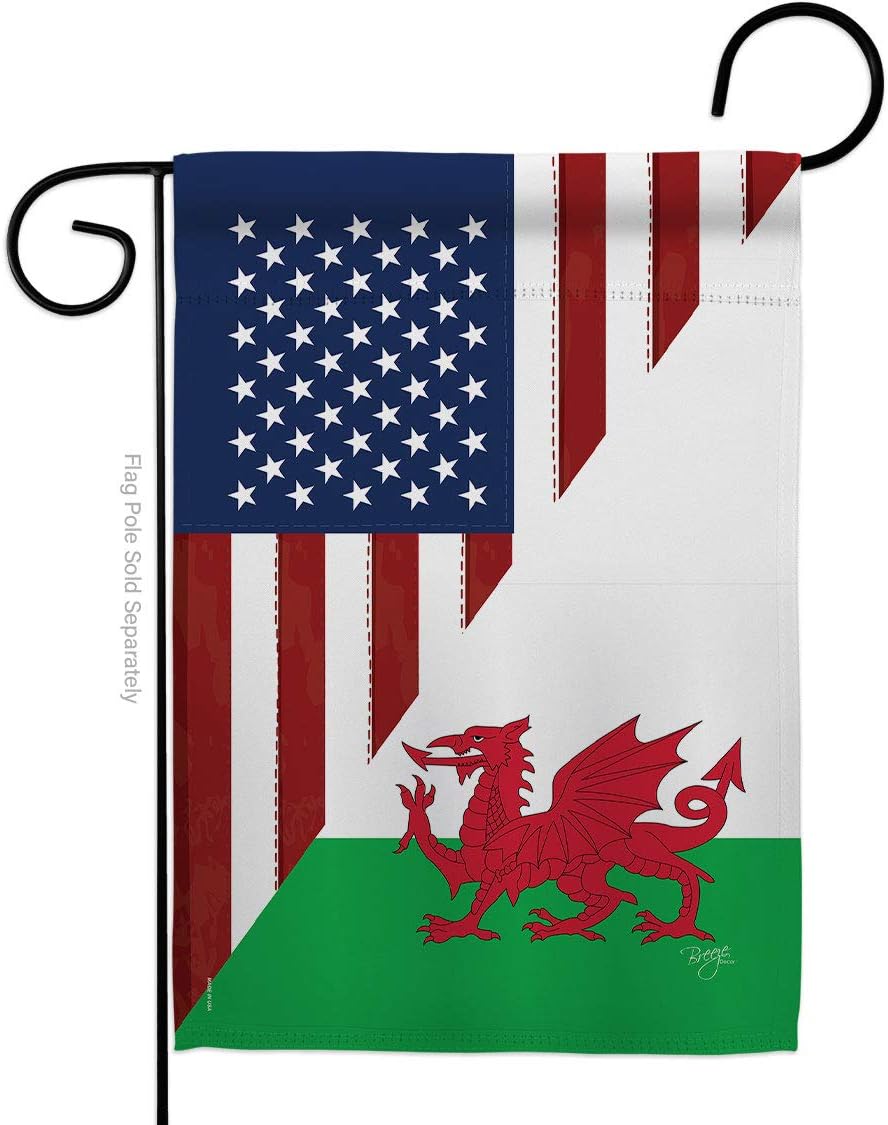 Breeze Decor US Wales Friendship Garden Flag Regional American Alliance World Country Particular Area House Decoration Banner Small Yard Gift Double-Sided, 13 inches x 18.5 inches