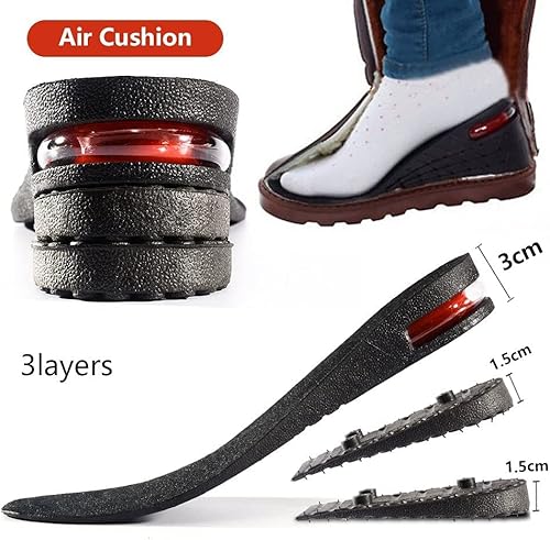 Miniatura 9 de Plantilla de aumento de altura de 3 capas con cojín de aire, plantilla de zapatos de elevación para hombres y mujeres, plantillas ajustables de