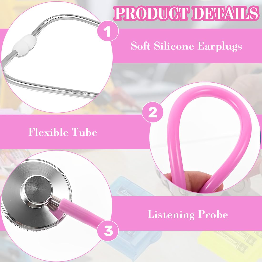 1 Pezzo Stetoscopio Giocattolo Metal Working Stethoscope Toy Analogue Stethoscope For Children (Pink)