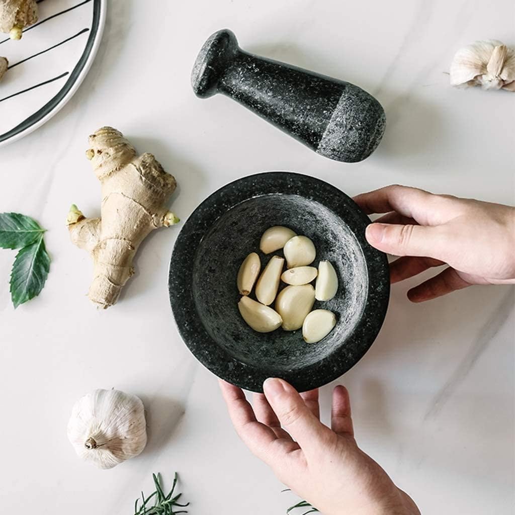 Mortar and Pestle Set 5.45 inch 17 Oz 2.1 Cup Capacity Pill Crusher Food Safe Solid Stone Spice Grinder
