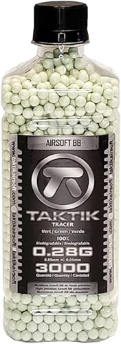 Taktik 0.01 oz Bio Green Tracer Airsoft BBS, brillos en la oscuridad BBS 3000 rondas botella Airsoft trazador con grado de partido BBS 0.236 in