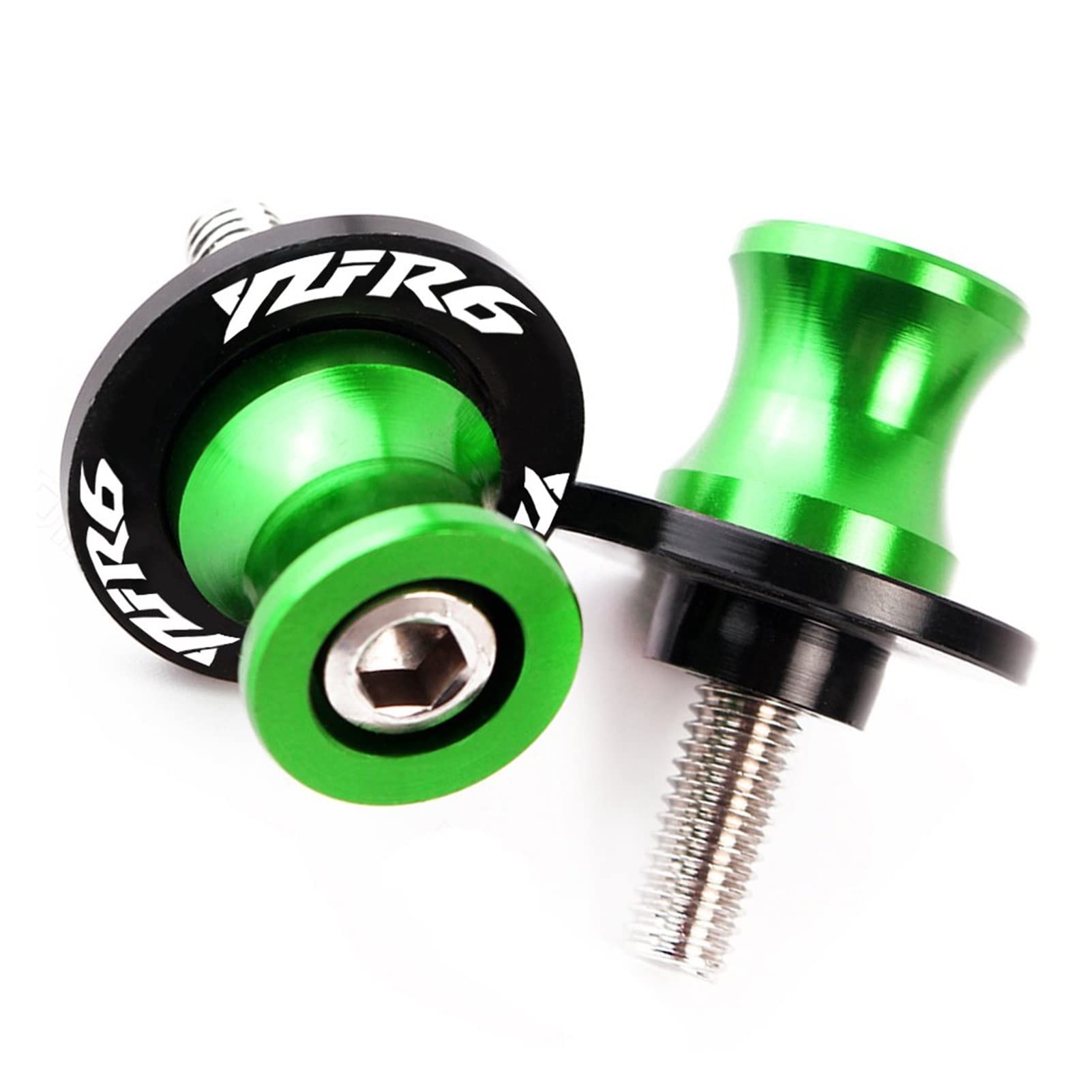 Diabolos 6mm CNC pour Yamaha YZF R6 de 1999 à 2019 en aluminium vert