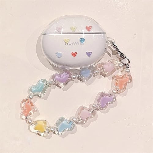Funda protectora de TPU suave con diseño de corazón de amor, transparente, compatible con auriculares Huawei Freebuds 4i, funda protectora para la Funda protectora de TPU suave con diseño de corazón de amor, transparente, compatible con auriculares Huawei Freebuds 4i, funda protectora para la