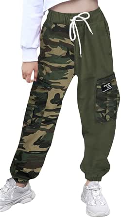 SANGTREE Pantaloni Cargo Jogger Donna E Ragazza | Vita Alta Con Coulisse | Tinte Unite | Pratici Per Sport, Tempo Libero E Campeggio - 4