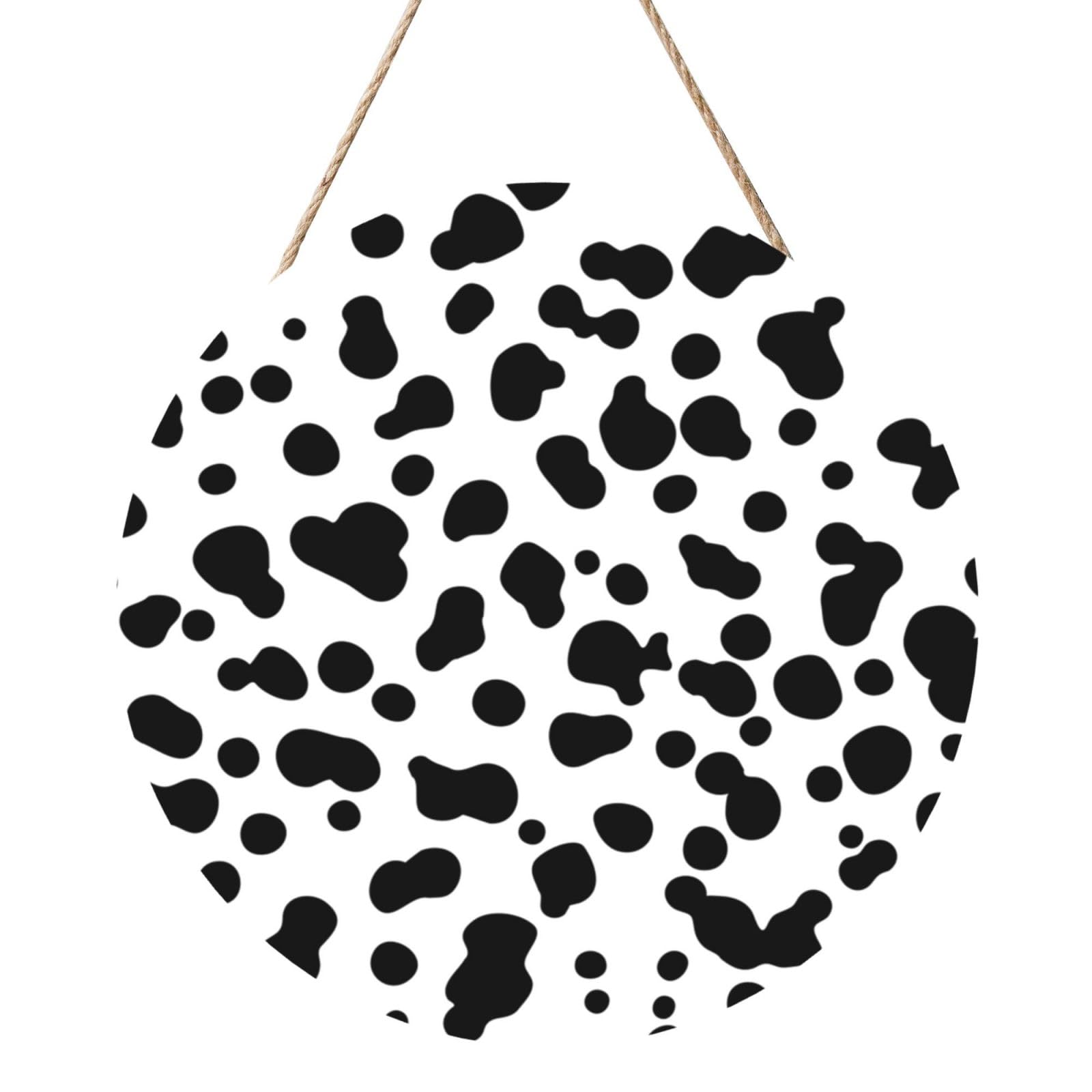 InOmak Cow, Round Wood Panel Painting 12 in, Wall Hanging Painting For Home