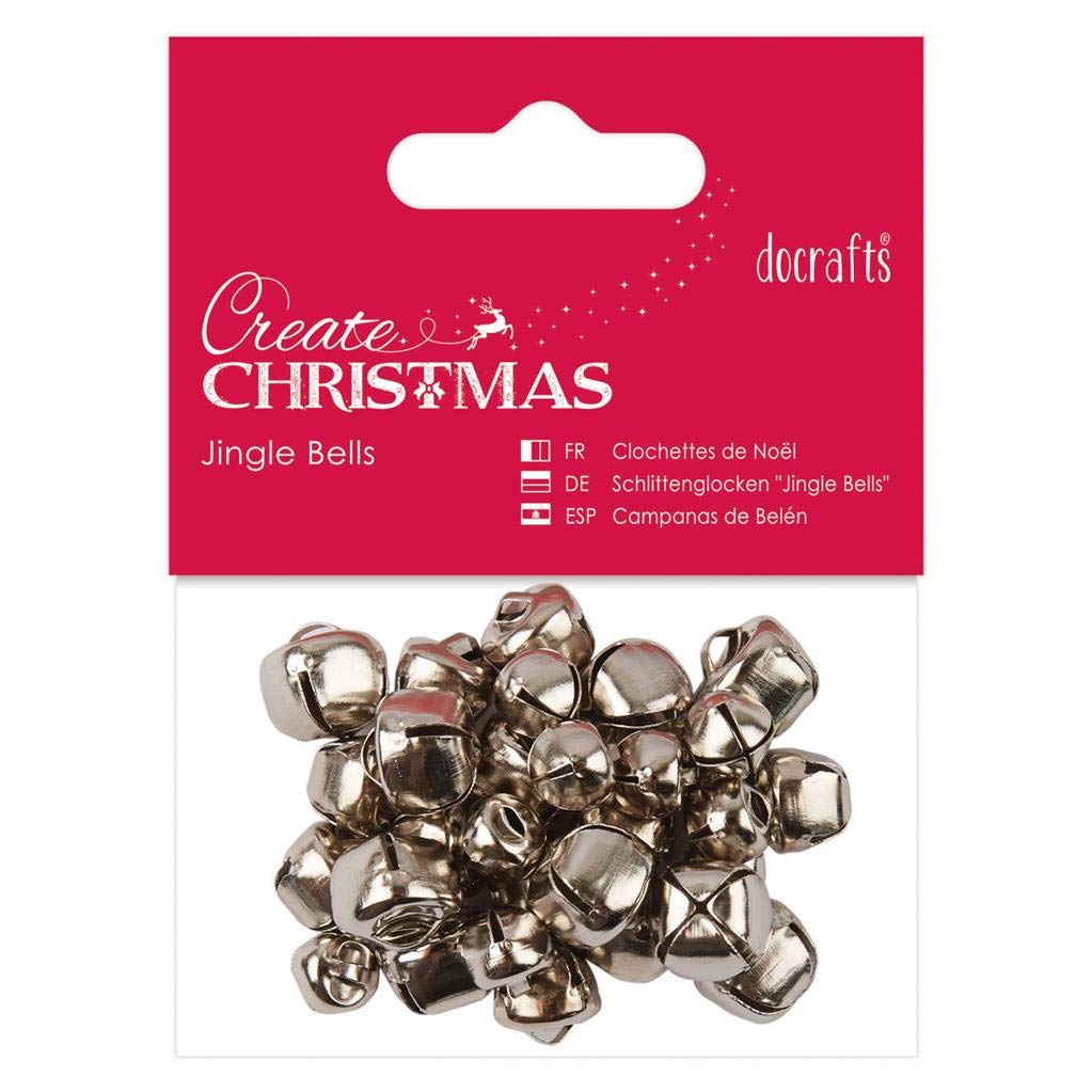 Papermania Docrafts Create Christmas Jingle Bells - Silver Assorted Sizes (30Pcs)