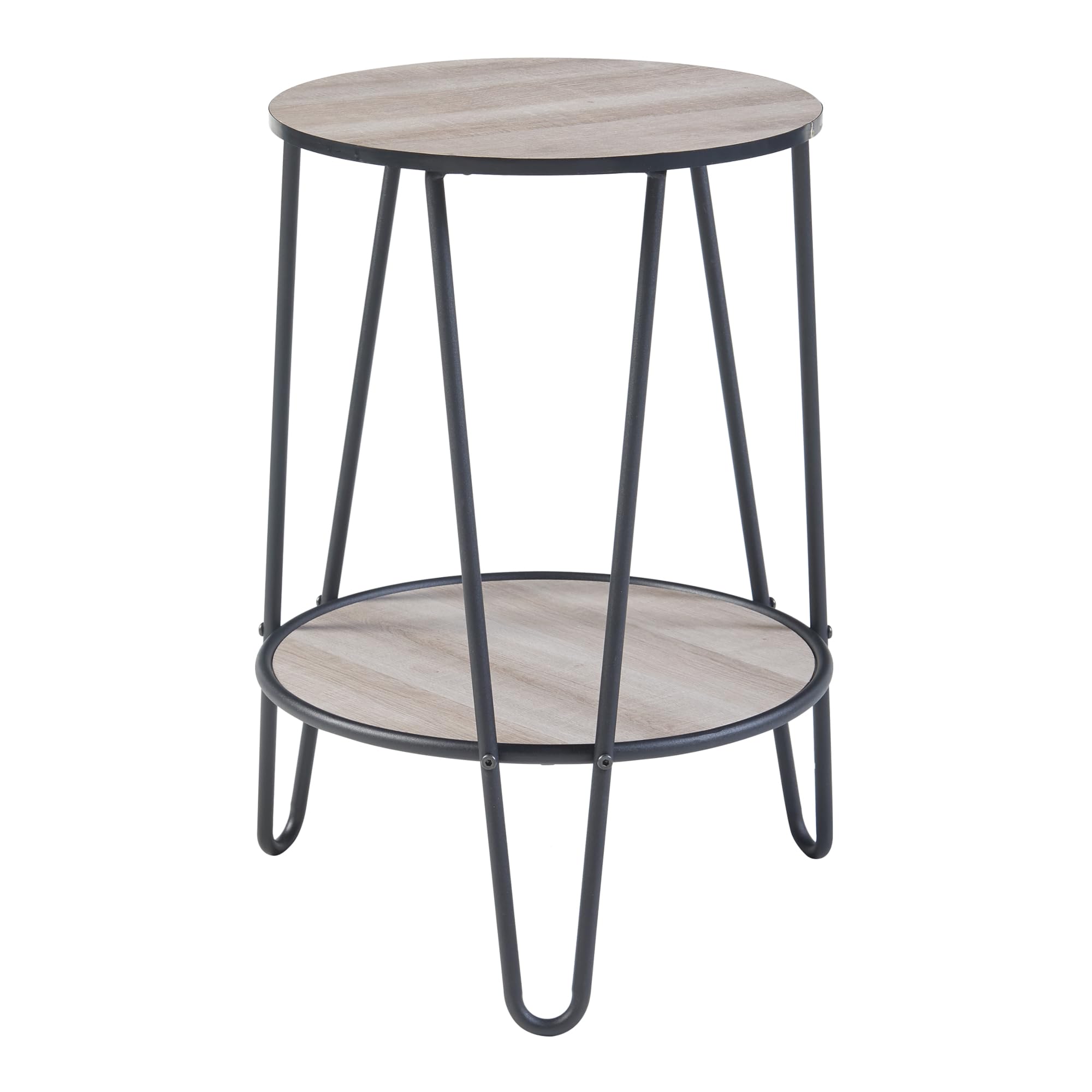 [en.casa] Table d'Appoint avec 1 Étagère Table Basse avec Surface de Rangement Bout de Canapé Table de Chevet Support pour Plantes Métal MDF 61 x 44 x 44 cm Noir Effet Chêne