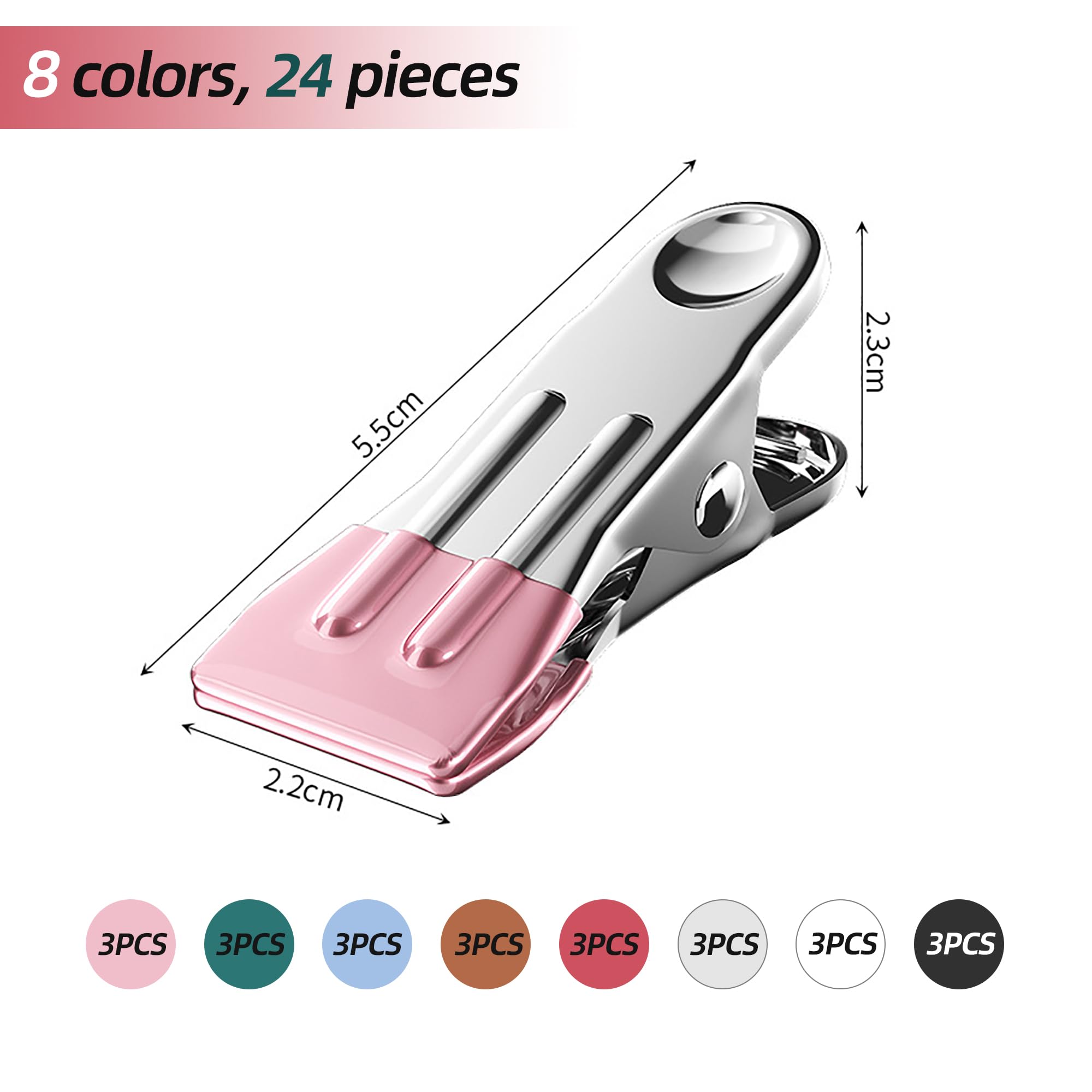 24 Mollette Bucato Acciaio Inox - 8 ColorI, Antisegno, Per Vestiti E Alimenti