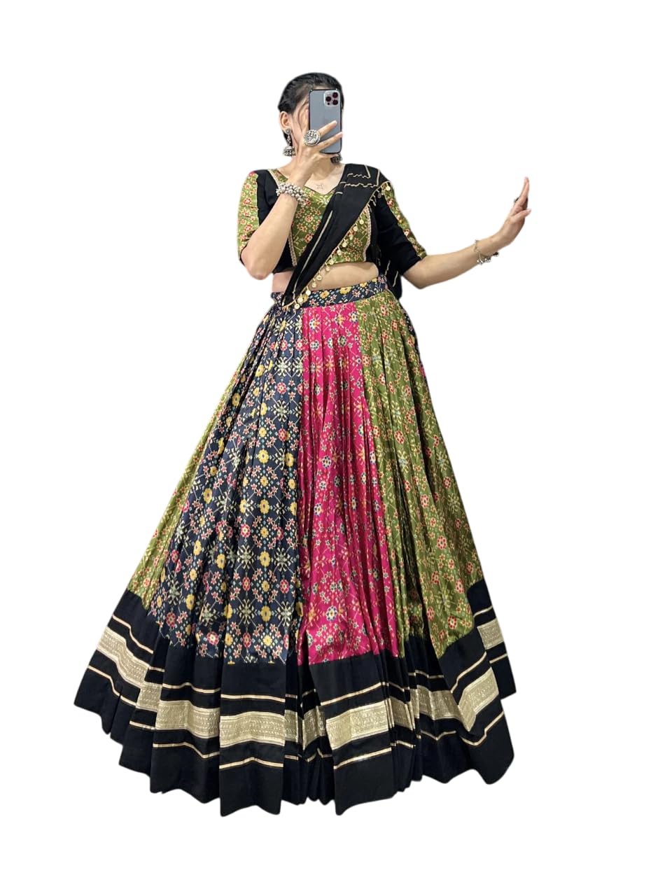 Women's Navratri Special Multi Color Pure Cotton Lehenga-image-26