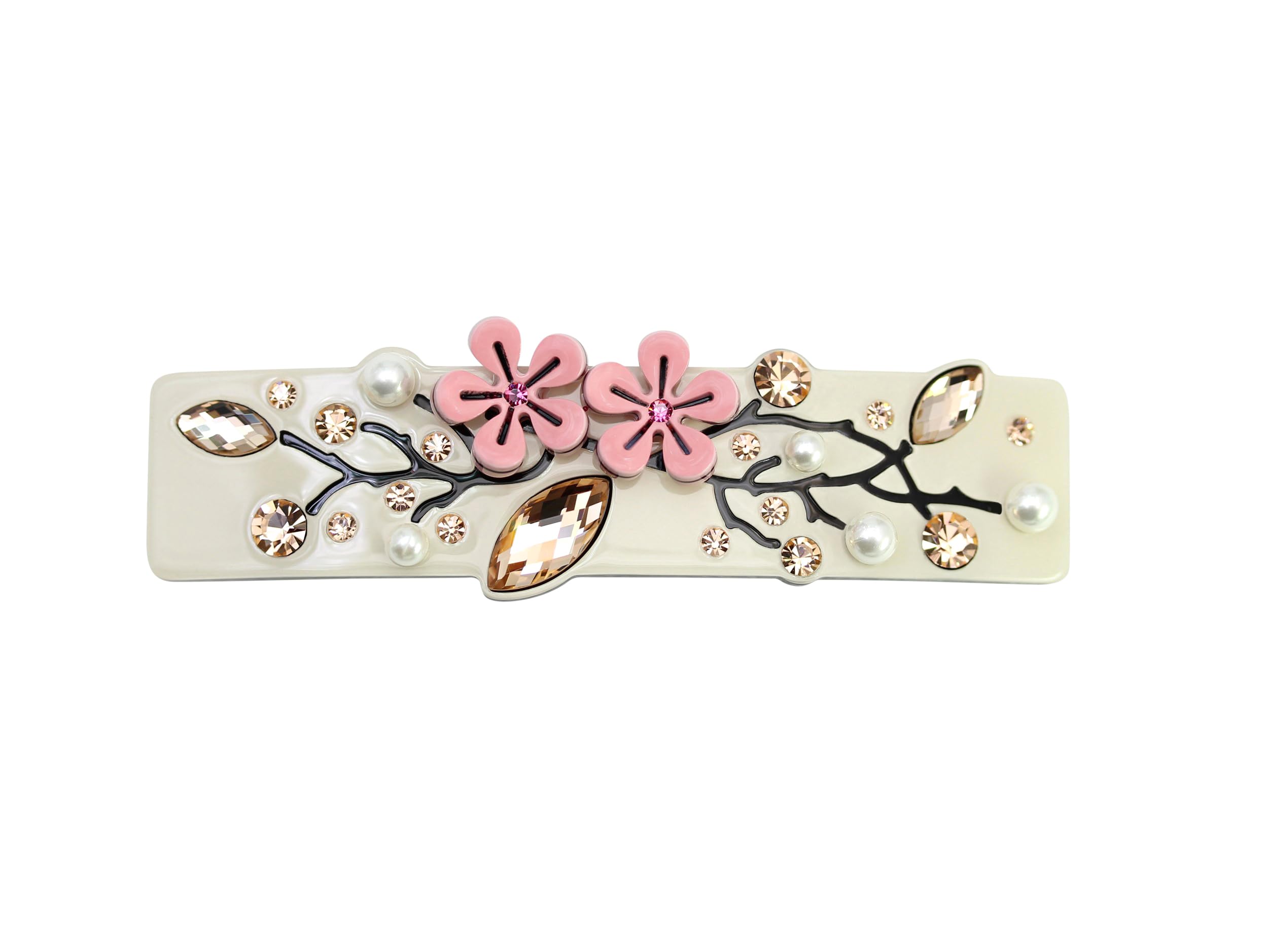 Art Deco Hair Claw Clips Crystal Pearl Cellulose Acetate Gray for Women Parcelona French Tortoise Shell 3 main image 3