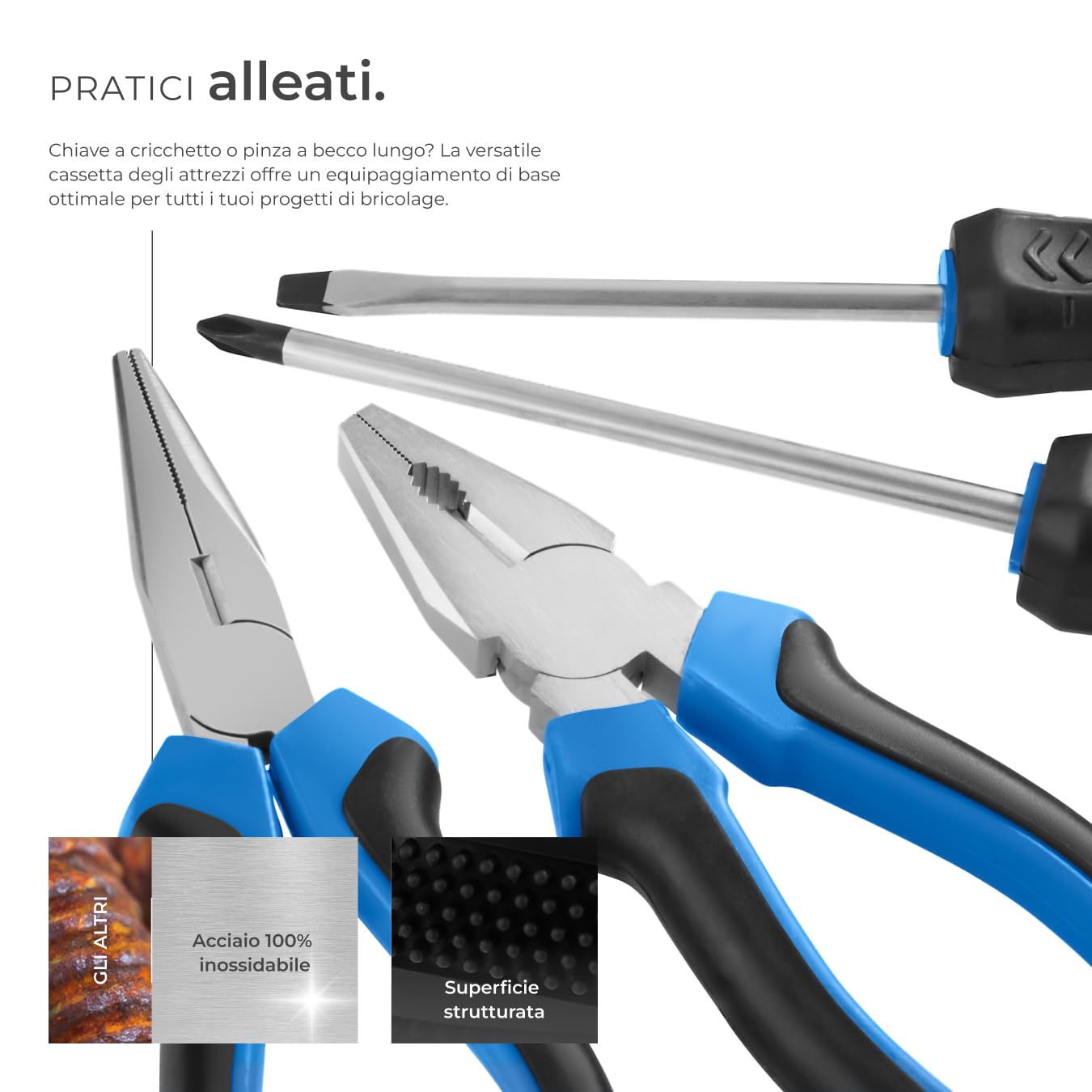 TecTake 402789 Valigetta portautensili con 57 pezzi | Solida attrezzatura di base | Ergonomici manici degli attrezzi
