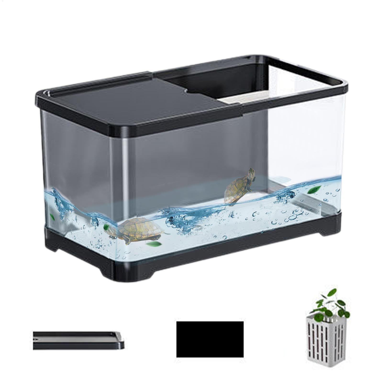 Kit d'aquarium – Aquarium décoratif en Eau salée | Aquarium avec système | de filtration, éclairage, réservoirs créatifs, aquarium avec panier pour Goldfis, gupy, crevettes, méduses