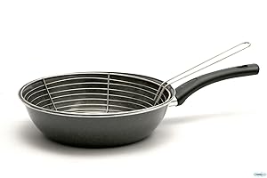 Magefesa Parma - Sartén freidora con cestillo 26cm, recubrimiento esmaltado, limpieza lavavajillas apta para cocinas de gas, vitrocerámica y gas, Fabricada en España