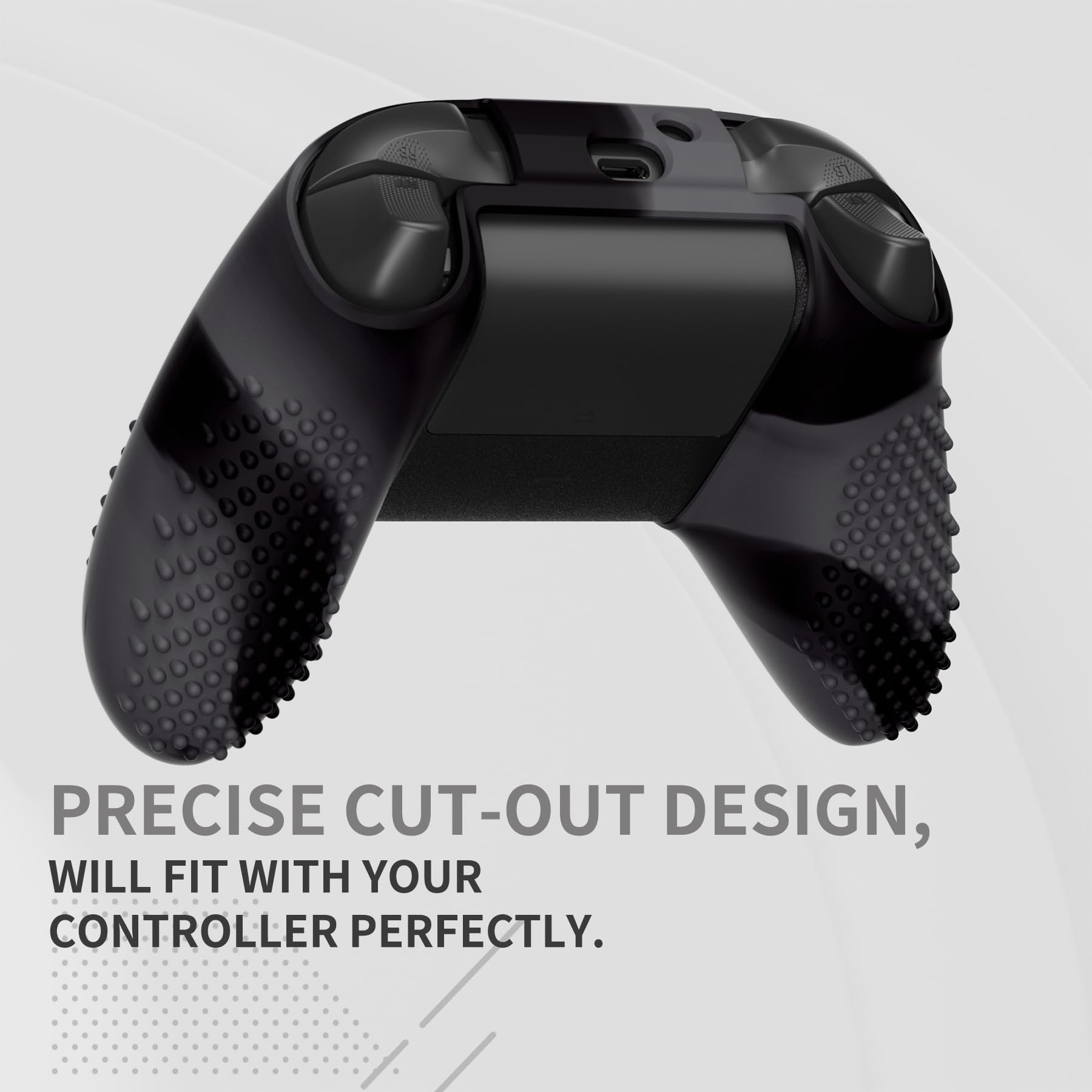 eXtremeRate PlayVital Funda de Silicona para Xbox Series X/S, Carcasa Antideslizante con 6 Thumb Grips, Protector Ergonómico, Accesorios para Xbox Series X/S - 3D Tachonado (Oscuro Gris Negro) - 3
