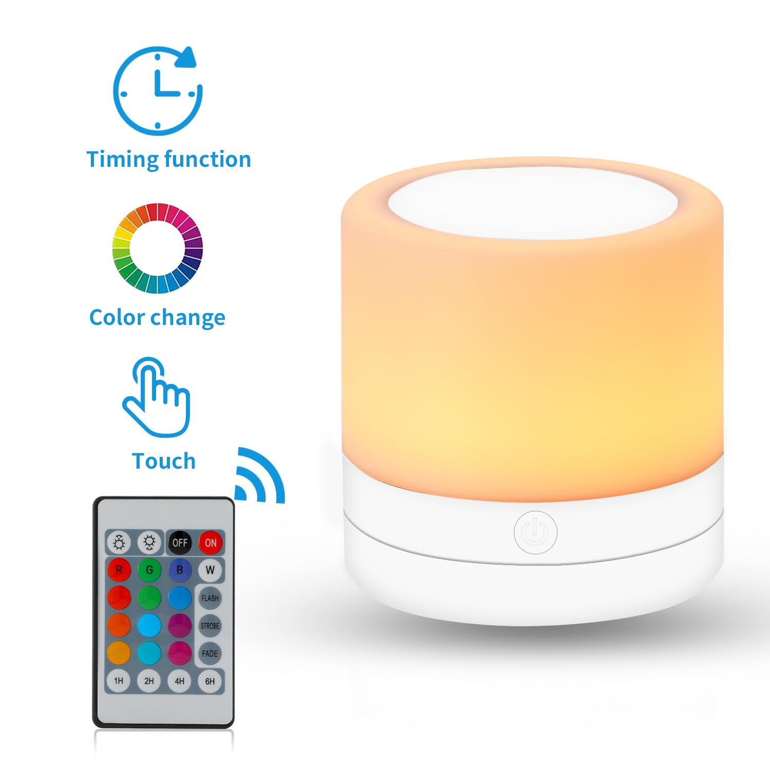 Luce notturna per bambini, ricaricabile tramite USB, piccola lampada da scrivania, 13 colori RGB e 4 luminosità e 1 telecomando, lampada da tavolo senza fili da comodino touch, lampada da notte