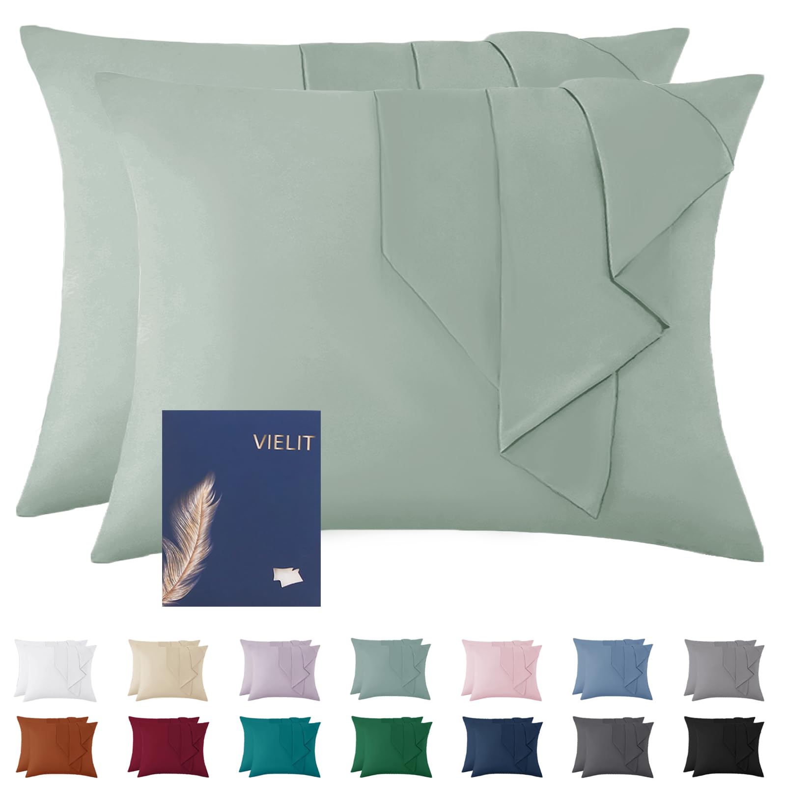 Vielit Kissenbezug Weich Kopfkissenbezug 2er Set Mikrofaser Deko Kissenhülle Für Kissen Öko-Zertifikat Resistent Hypoallergen