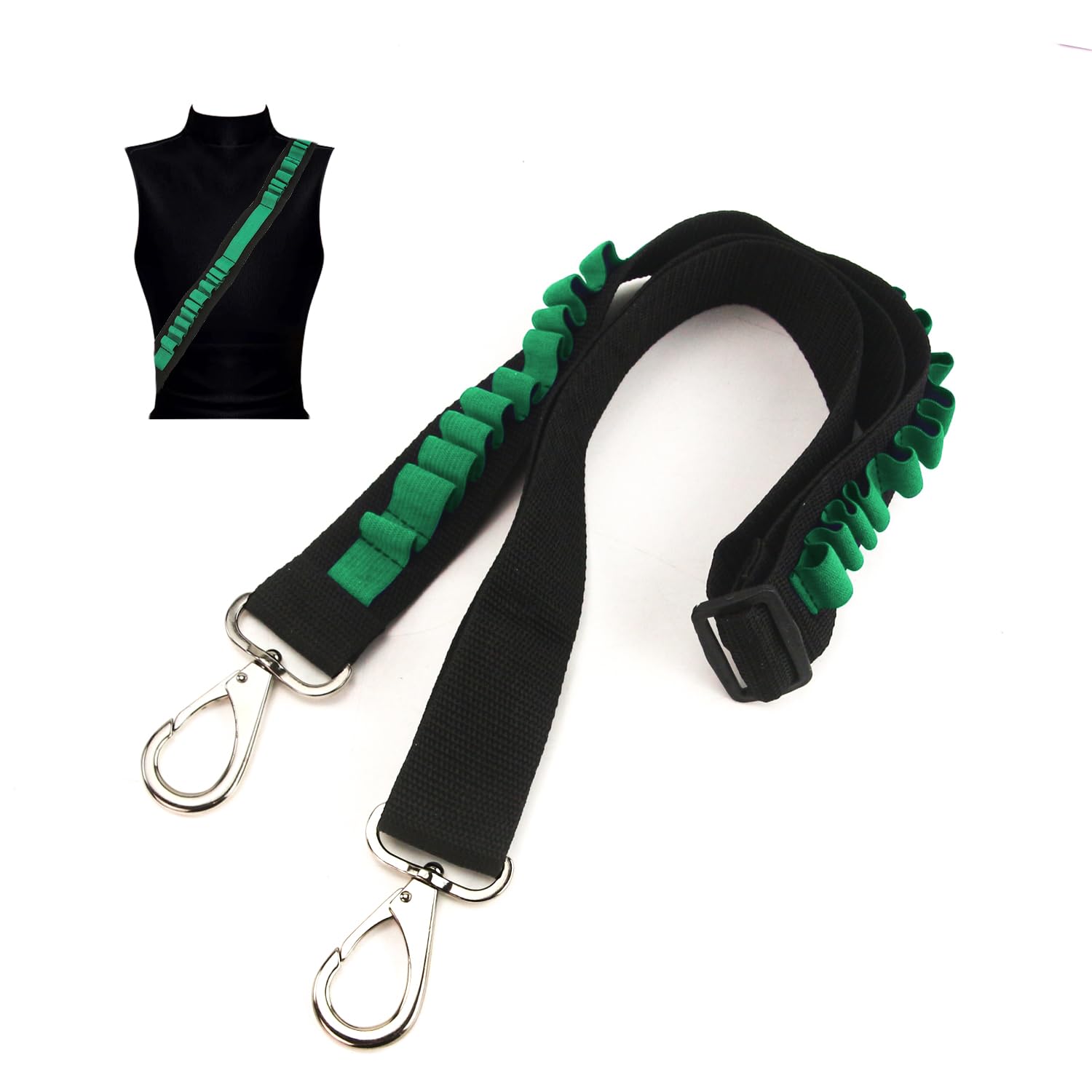 TORMEN Bullet Lron Buckle Shoulder Strap Darts Belt, Compatible for Nerf Elite Series Leather Case Belt Kit-Green