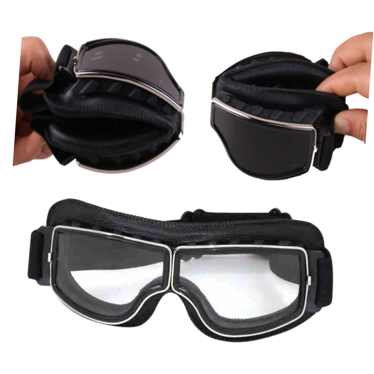 INOOMP 3 Pezzi Snowboard Sci Per Uomo Donna Occhiali Da Equitazione Fascia Elastica Uv400 Montatura Nera Occhiali Da Sport Sulla Neve