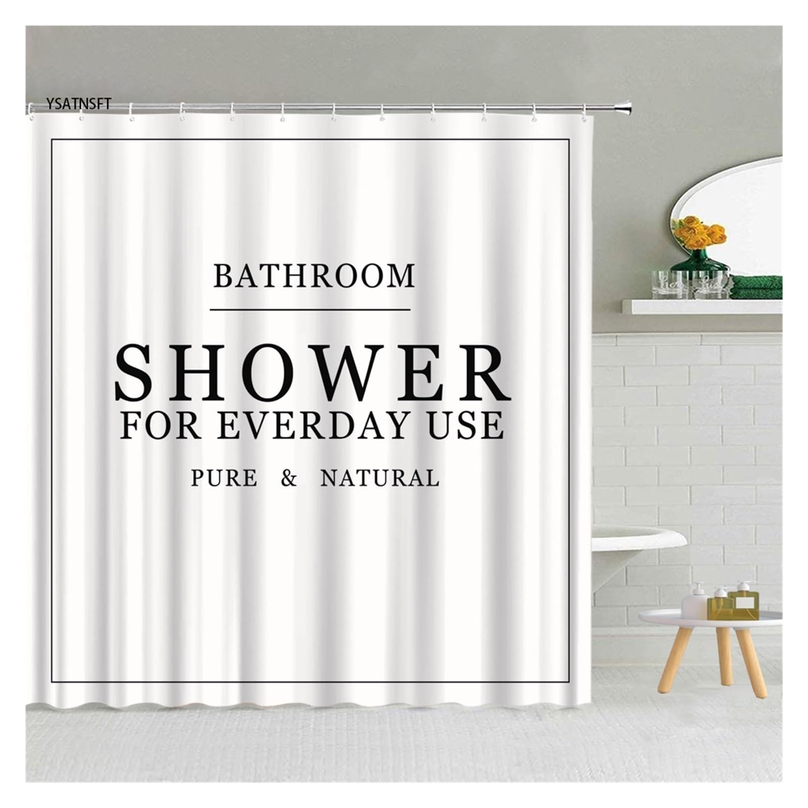 Rideau Douche Rideau de Douche Simple, Noir et Blanc, Motif de gouttelettes d'eau, en Tissu Polyester, for Salle de Bain, Suspendu, décoration de Maison(7050J,300x180cm-118x70in)